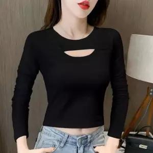 PVNQBTX028 빅 사이즈 봄가을 키작녀 세미크롭 무지티셔츠