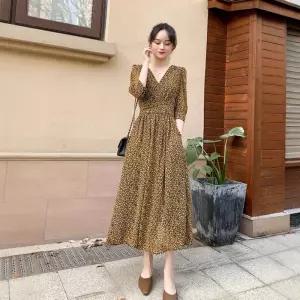 아레니아 가을 원피스 여성 끈 긴팔 봄 꽃무늬 엄마 여름 쉬폰 K1886 롱원피스 홈웨어 시원한 바캉스 캐주