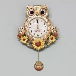 벽걸이시계 해바라기부엉이-추 금도금 무소음 벽시계