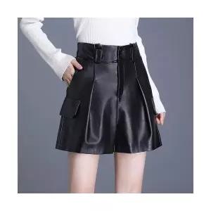 여자 반바지 A라인 봄가을 아우터 숏팬츠 부츠 PU하이웨스트 가죽바지 원픽1