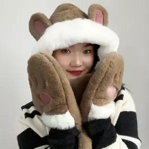 후드머플러 모자 목도리 일체형 겨울 형목도리 장갑 후디