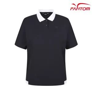 [하프클럽/팬텀]팬텀 여성 물결 카라 반팔티셔츠 221E2TO211 BK 반팔티