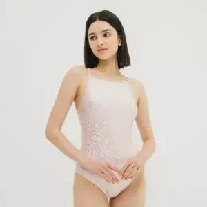 [하프클럽/엘르 수영복]엘르 스탠다드 자개 로고 삼각 수영복 핑크 ELF-Y112P