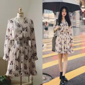 잔플라워 쉬폰 미니 원피스캐주얼 캐쥬얼 패션 여성 여자 시원피스