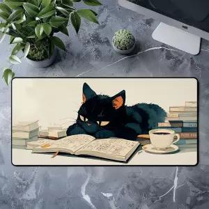 800x400 방수 카페 고양이 캐릭터 마우스패드 장받침패드 게임용 용품 PC PC대 게이밍