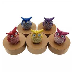 향앤미과학 고급 원목 원형 오르골 파스텔 부엉이장식품 소품 인테리어 뮤직박스 예쁜