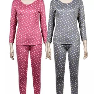 여성스러운 나염 뛰어난 보온성 발열 내의세트 여자 겨울스포츠 선물 방한 산모 등산 속내의