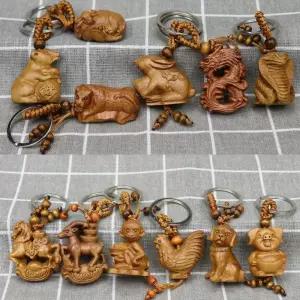 해이프 행운부적 스타일 복숭아 행운의 조각상 나무 염주