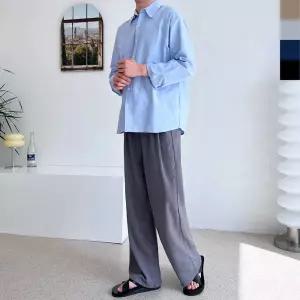 남자 퓨어 린넨 핀턱와이드팬츠 패션 데일리 웨어남성 슬랙스 정장 캐주얼 일자 슬렉스 넨슬랙스 넨팬츠