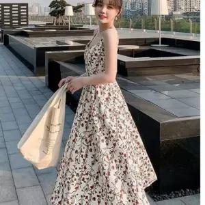 썸머원피스썸머룩 여름 휴양지 플라워 롱 나시 원피스 하객룩