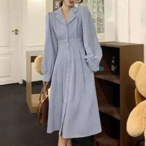 여름원피스 바캉스 베이직 원피스룩 하객 밴드 코듀로이원단 칼라 휴양지롱핏