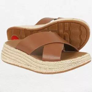 [나이키]IV5-C15 핏플랍 F-모드 에스파듀 레더 플랫폼 딥 탄 크로스 슬라이드