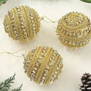 로열골드 장식볼 3p 8cm 스톤쥬얼리 트리 소품 악세사리 오너먼트볼 크리스마스 액세서리 트리볼