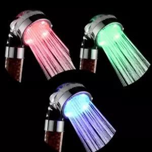 온도감지 색변화 3색 LED 샤워기 헤드 황토 욕실용품 조명 절수 컬러 확인