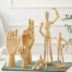 손 관절나무인형 원목 인체모형 목각 미술 인테리어 목조오른 목재왼 학습용 디자인용 소품 데생용 우드핸