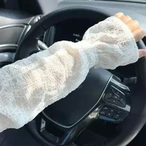 화이트 레이스 쿨토시 골프 운전 나들이 팔 차단 시원한 보호 자외선 여자