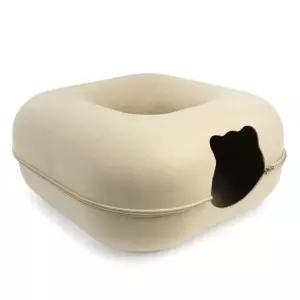 고양이용 사각형 홀 펠트 터널 숨숨하우스(베이지)놀이터 숨숨 캣토이 냥이 이집