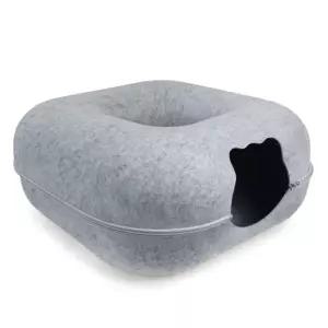 고양이용 사각형 홀 펠트 터널 숨숨하우스(그레이)놀이터 숨숨 캣토이 냥이 이집