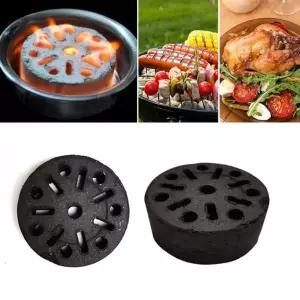 캠핑 바베큐 원형숯 오래타는 무연 연탄형 숯불 그릴용 고기구이 필수템 10개 구이용 용숯 착화용 용품 전