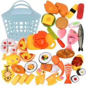 또래 패스트푸드 썰기 소꿉놀이 세트+하트바구니 음식 과일 야채 모형 주방 싹뚝 소품역할 장난감 여아