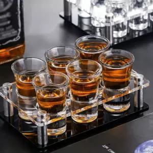 홈파티 6구 샷잔 홀더 스트레이트 양주 술잔 받침대소주잔 아크릴 양주잔 글라스 스트잔 잔홀더 위스키잔
