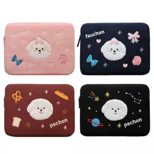 쁘숑앤포숑 13 캔버스 노트북파우치 1P 보관 케이스치 아이패드커버 태블릿치 쁘숑치 귀여운치 사각치 13치