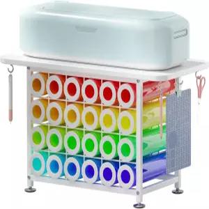 크리컷 기계와 호환되는 소형 공예 정리함 및 보관함 크래프트 테이블 24개의 비닐 롤 홀더 룸 홈 오피스용