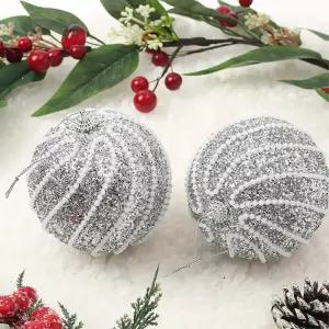 비타리토 로열실버 장식볼 2p 10cm 구슬회오리크리스마스트리 트리볼 액세서리 오너먼트 소품 악세사리
