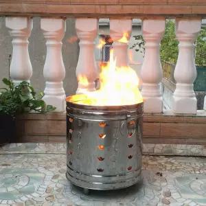 야외 소각기 스테인레스 소각통 쓰레기처리기 무연 소각로 화덕 난로 굴뚝