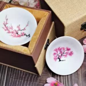 색 이 변하는 변색 소주잔 변온 술잔 벚꽃 집들이선물도자기 변소주잔 손잡이 귀여운 새로 유리 미니 고급