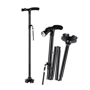 MUAMUA LED 4발 보행 보조 4단 접이식 지팡이어르신용품 어른신선물 접이이 길이조절이 조절이 식이 보조기