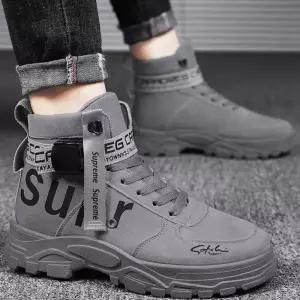 유티크 트렌디 키높이 남성 하이탑 스티커즈 워커남자즈 높이 털신발 캐주얼 전투화 밀리터리룩 전술화 방