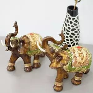 앤틱 브라운 코끼리 2P (대)인테리어 선물 디자인 선반장식 인형 공예