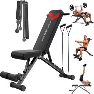 FONBEAR 조절식 웨이트 벤치 전신 근력 운동을 위한 660LBS 접이식 운동 다기능 프레스 경사 하강 -