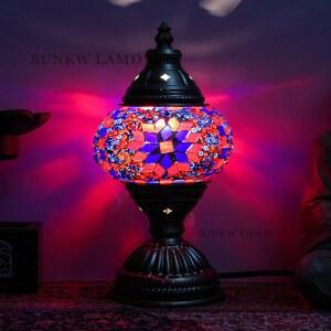 최신 터키어 모자이크 테이블 램프 빈티지 로맨틱 밤 유리 Lamparas 데코 조명 메사 드 아트 볼 손수 침대 Led