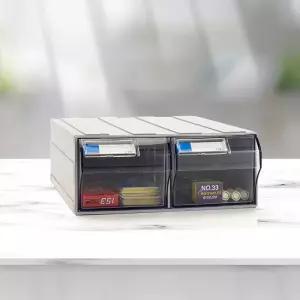 연결형수납함 402 플라스틱 투명 소품장 서랍장사무용함 책상정리함 문구 수납함 소품함 데스크