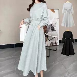 허리밴딩원피스 RSIS-069여성스런 샤랄라 하객룩 맥시 롱원피스