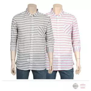 MS24008 스트라이프 7부 소매 남방7부셔츠 남자 줄무늬 남성 캐주얼