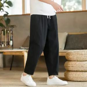 남자 밴딩 9부 린넨 팬츠 9부바지 허리밴 밴팬츠 밴슬랙스 와이드 넨팬츠 넨밴 9부넨 고무줄 홈웨어 남성웨