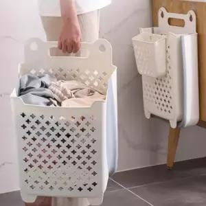 바구니 빨래 벽걸이 수납함 접이식 실리콘 화장실 바스켓