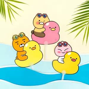 카카오프렌즈 오리튜브 PP 부채스틱형 캐릭터 일러스트 예쁜 선물용 라이언 어피치 귀여운 막대형 손잡이