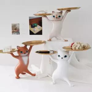 인블룸 접시든 야옹이 트레이집들이선물 애니멀장식품 장식형 동물형 고양이 소품진열 진열대 홈테리어 장