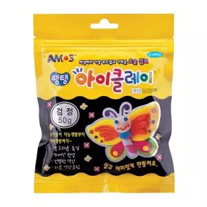 (아모스)탱탱 아이클레이 50g 검정 1갑칼라찰흙 도우 공예 점토 감각발달놀이 소근육 탱탱