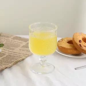 크리스탈 고블렛잔 도트 185ml 4개 1세트유리술 업소용 도트컵 가정용 심플 투명 쥬스 디자인 예쁜 유리