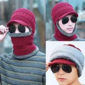 라이딩 MOA 방한모자 넥워머 털모자 머리띠 자주색 라이