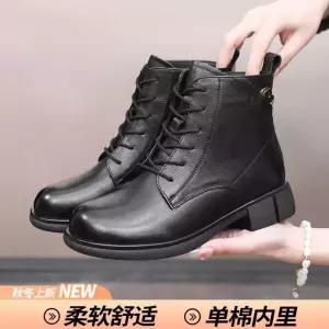 셉띠엠브레 빈티지 플랫 기모 소가죽 스트랩 앵클부츠 여성플랫워커 숏 부츠 워커 UNO5