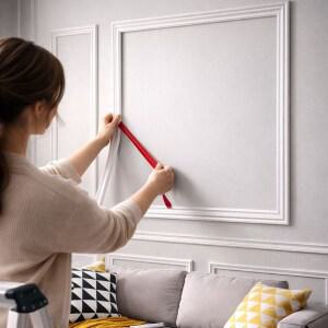 벽장식띠 웨인스코팅 테이프 3m 접착식 몰딩 가정용 셀프 인테리어 벽 사각 액자