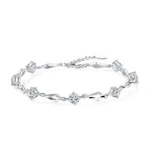 LOVFAS 큐빅 플라워 여성 은팔찌 순은999 생일선물 사이즈 조절 가능 행운팔찌 커플 100일 선물