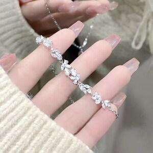 LOVFAS 999실버 자등꽃 팔찌 여성 은팔찌 순은999 행운팔찌 커플 100일 선물 사이즈 조절 가능