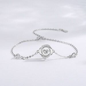 LOVFAS 스타하 반짝이 여성 은팔찌 순은999 생일선물 팔찌 커플 100일 선물 사이즈 조절 가능